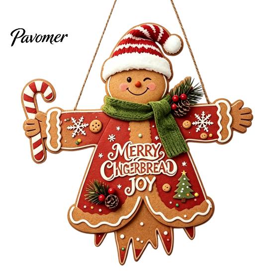 Winter Home Decor Wooden Christmas Hanging Pendant, Cartoon Welcome Sign for Front Door, Holiday Shop Decorations Wall with Cute