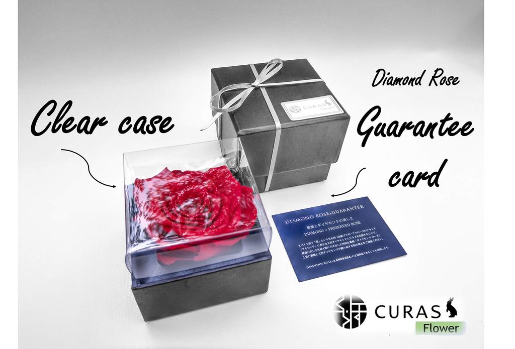 CURAS Preserved Rose Flowers with Natural Diamond and Glitter (Blue, White Box)
