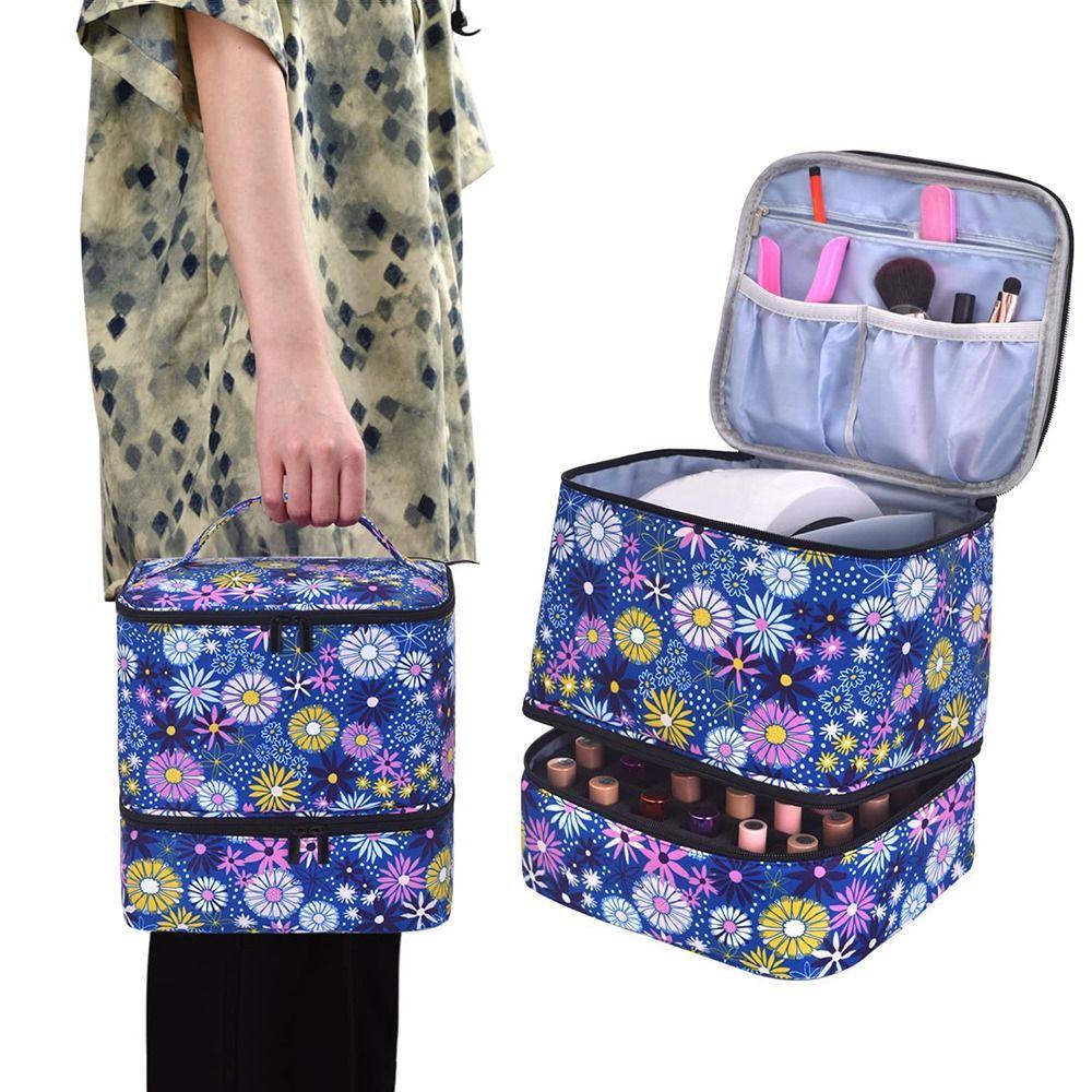 Multi-function Nail Polish Storage Bag Removable Inner Pouch Nail Polish Organizer Case Holds 30 Bottles and Nail Lamp