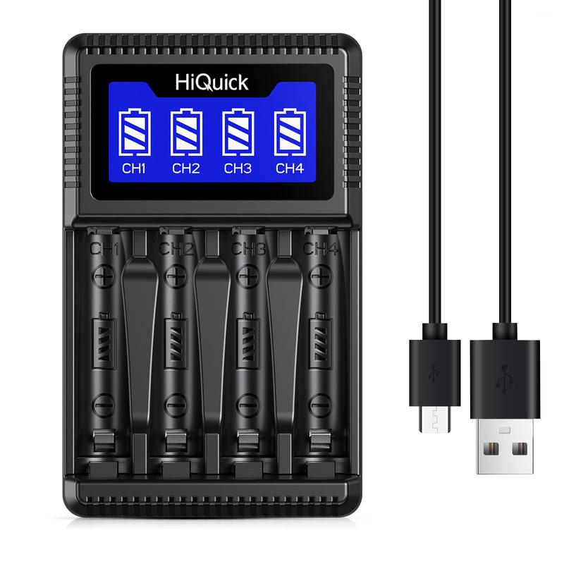 HiQuick 4 Bay Smart LCD Charger for 1.2V NiMH NiCD Rechargeable AA/AAA Batteries
