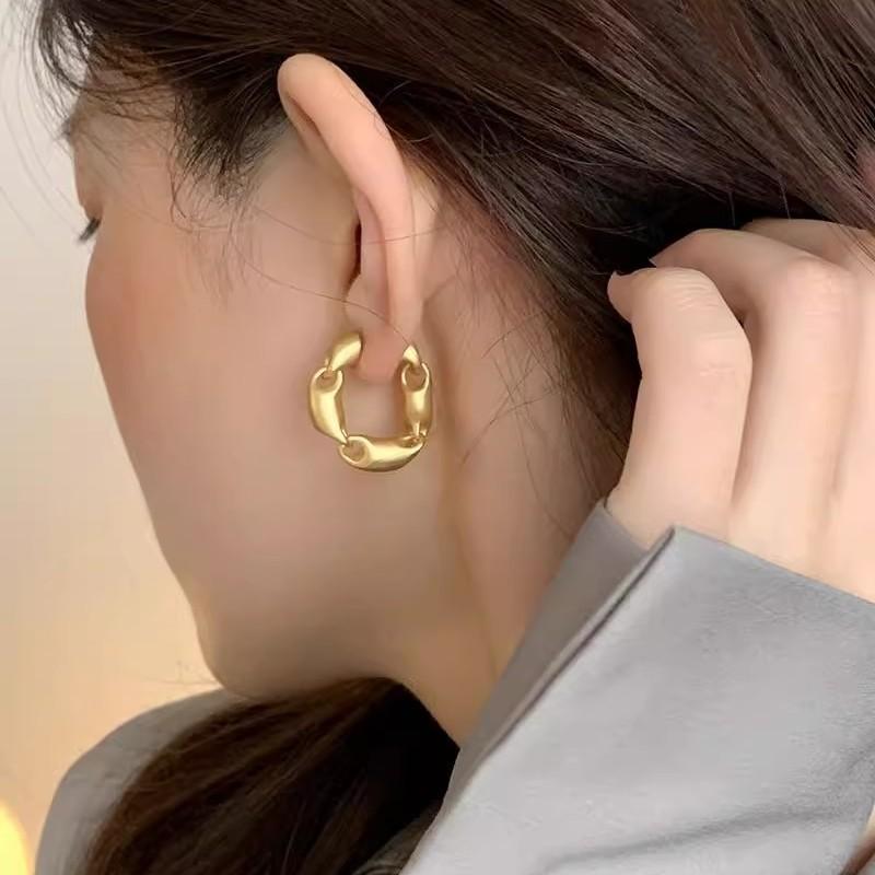 ANENJERY Geometric Irregular Chain Hoop Earrings Women's Temperament Versatile Simple Unique Party Jewelry Gifts