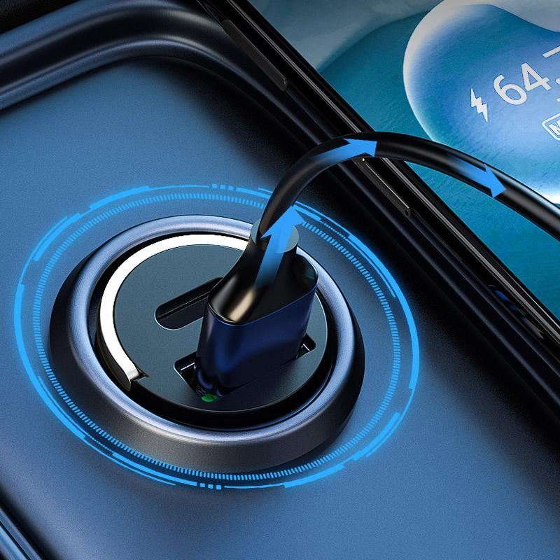 30W PD USB Car Charger Fast Charging For iPhone QC3.0 Mini Type USB C Hidden Car Mobile Phone Charger For Xiaomi Samsung Huawei