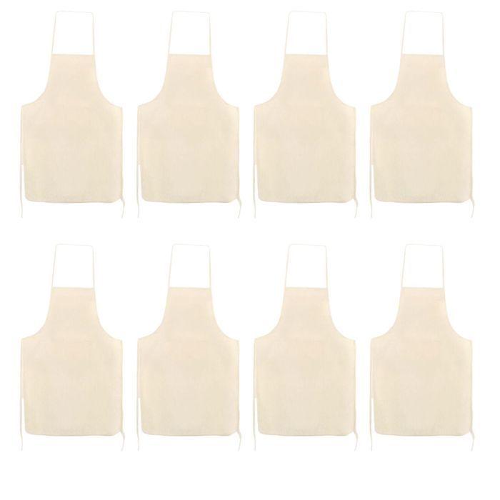 Tabliers en Coton - GRAINE CREATIVE - 8 Tabliers - Blanc Cassé - 90 x 60 cm - Mixte