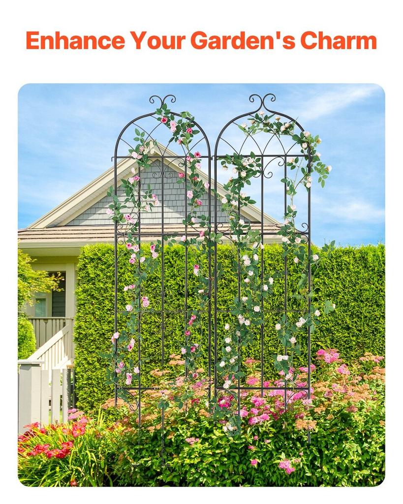 2 Packs Metal Garden Trellis for Climbing Plant Support 87x20 In Rustproof