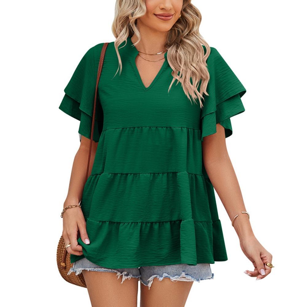 

Летняя женская рубашка Babydoll с V-образным вырезом для женщин XXL зелёный