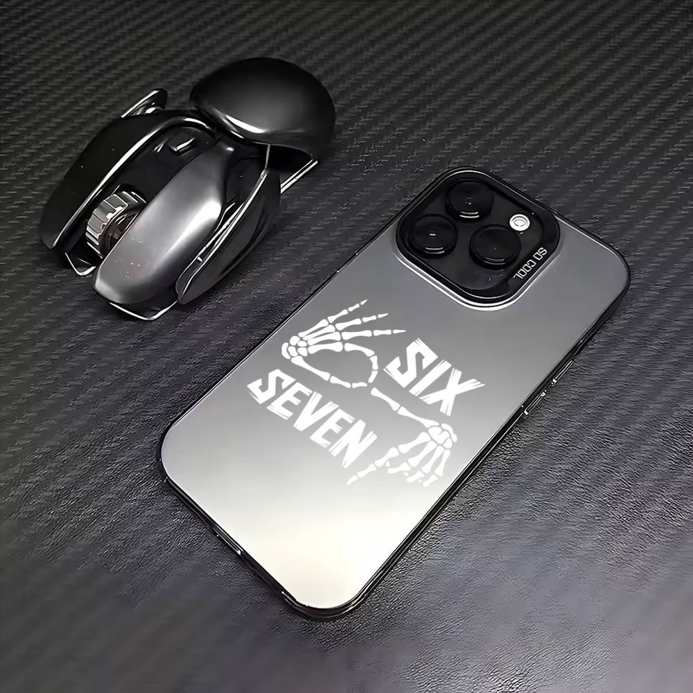 67 S-Six S-Seven Meme A-Aesthetics   Phone Case For iPhone17,16,15,14,13,12,11 Plus,Pro Max Colored Silver Plated Inside Cover
