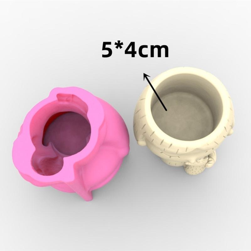 1/2Head-Planter Silicone Mold Face Flower Pot Concrete Mold Face Statue Planter Mold Face Flower Vase Epoxy Casting Mold