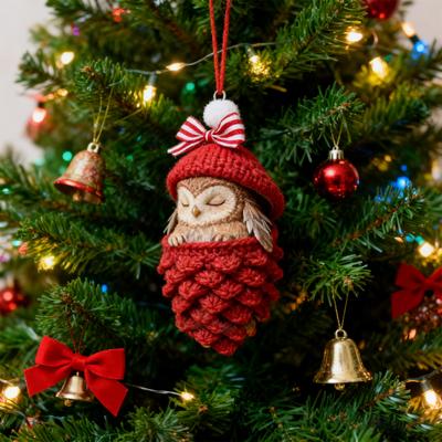 Yousheng Waldtier Eichel Ornamente Acryl Gemütlicher Wald Weihnachtsornamente 2D Acryl Strick Tannenzapfen Tier Hängende Dekoration für Zuhause Party