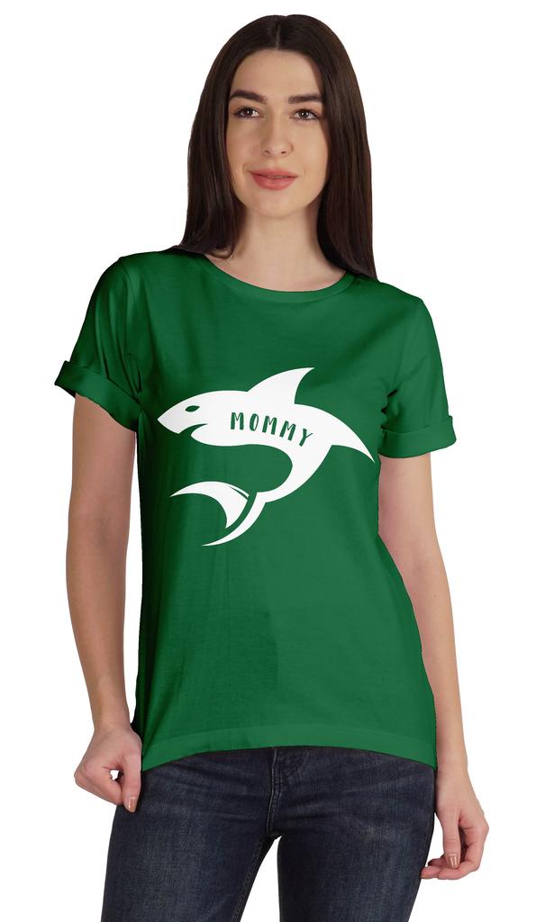Inkmeso Scoop-Neck Mommy Shark Graphic Tshirt Short Sleeve Women Cotton Tee