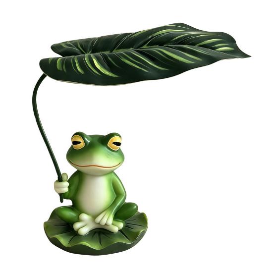 Wetterfeste Outdoor-Tierkunst Lustige Frosch Harzfigur, Neuheit Sitzende Tanzende Skulptur mit Dekorativen Handarbeiten für Terrasse Lotusblatt/Wein