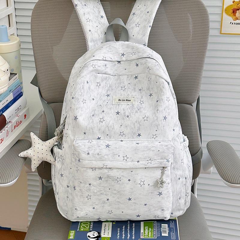 Schoolbag New Backpack Simple Embroidery Messenger Bag Large Capacity Student Schoolbag Lightweight Multi-layer College Student Computer Bag