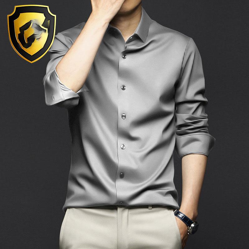 

Мужская рубашка с длинным рукавом, весна/лето, официальная, деловая, повседневная, свободная одежда, дышащая, высокого качества, тонкая, большого размера, однотонная XS