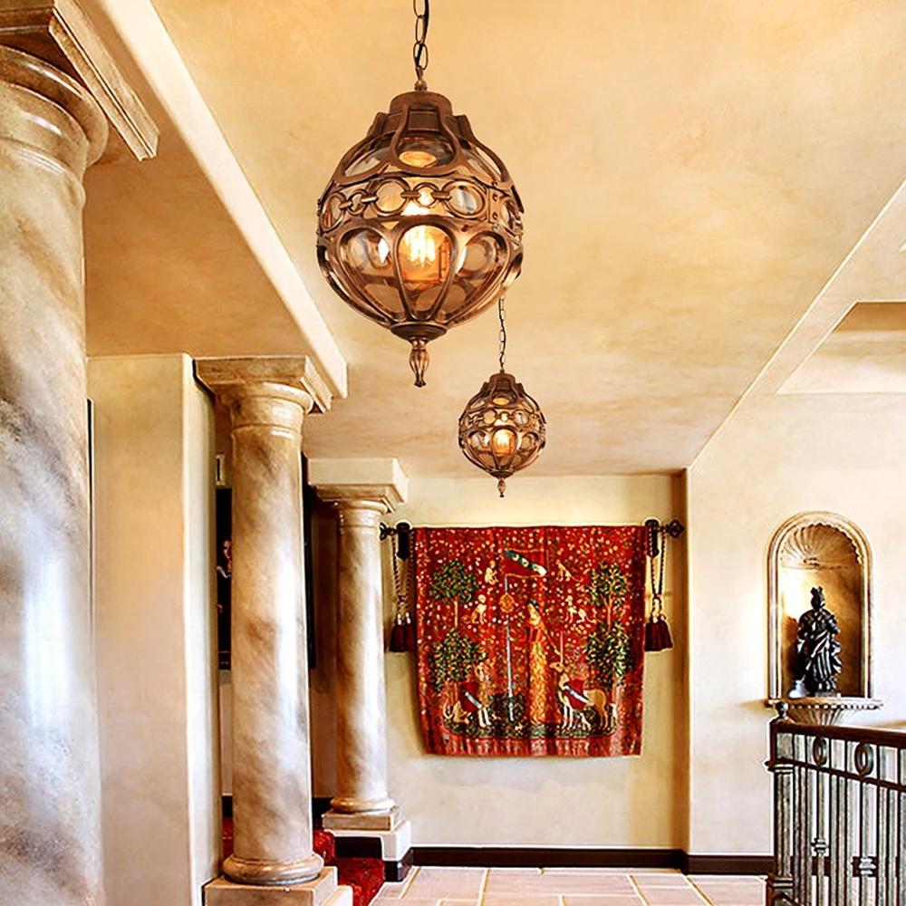Outdoor Hanging Light Retro Balcony Pendant Lamp Hotel Restaurant Decoration Lighting Villa Doorway Vintage Porch E27 Style