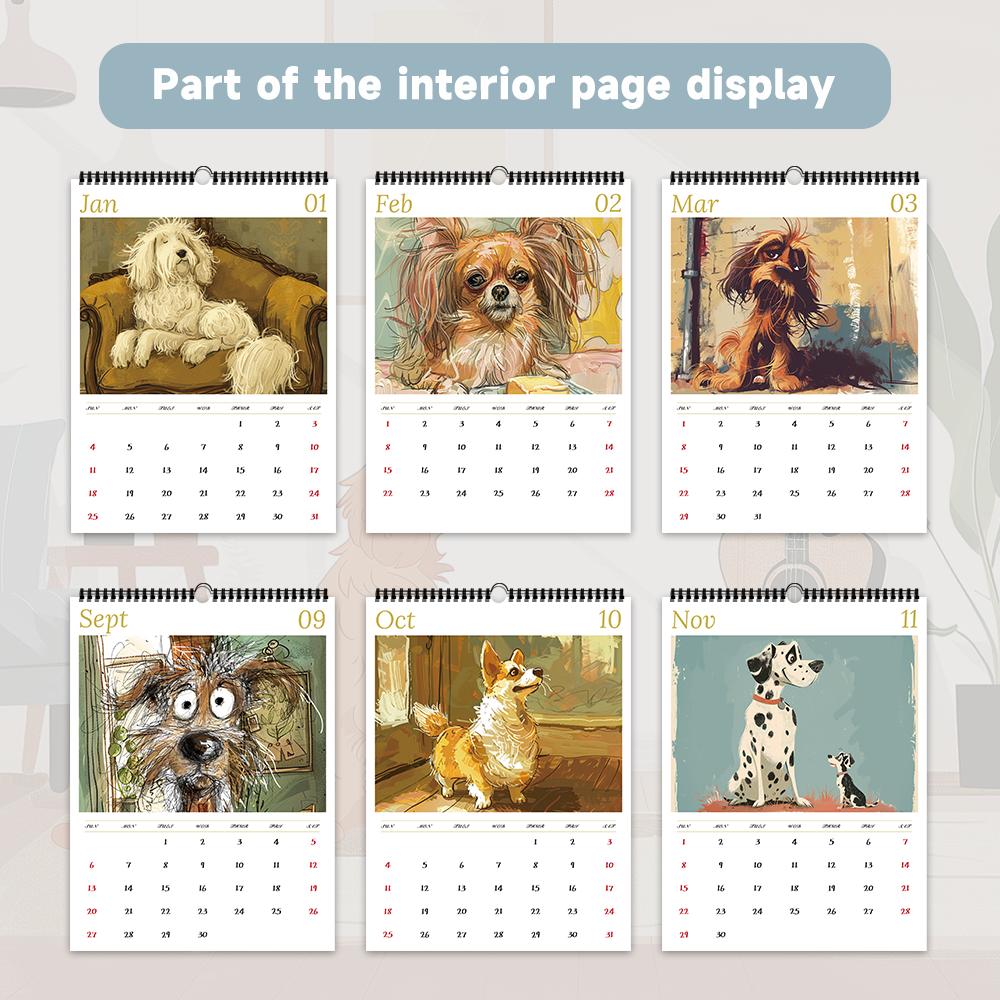 1pc, 2026 Super Large Dog Calendar - Sloppy Dog, 12 different designs, wall calendar, birthday, Christmas, New Year Gift