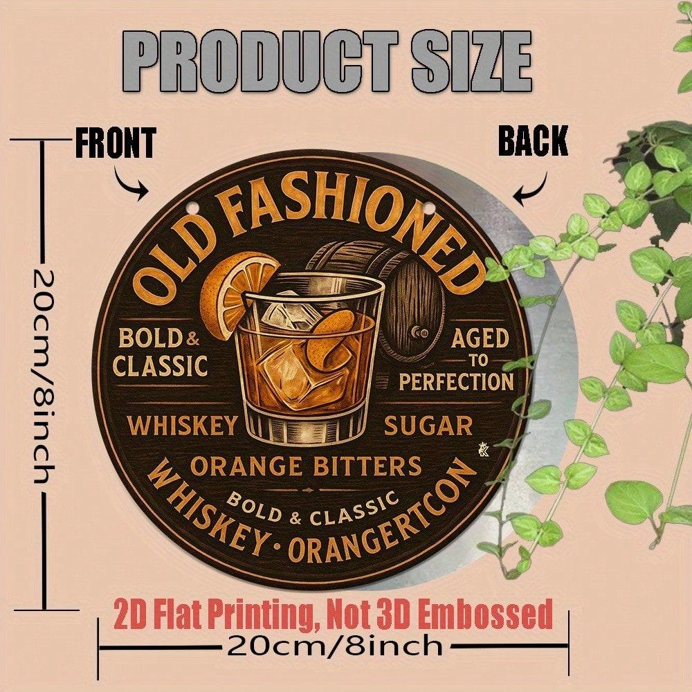 Vintage Whiskey Bar Tin Sign 8x8 Inch Retro Bourbon Cocktail Metal Poster