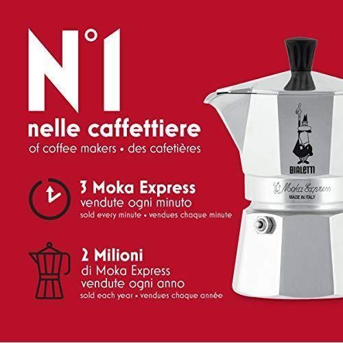Cafetière Italienne - Bialetti - Moka Express - Aluminium - Argent - 6 Tasses