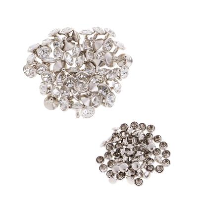 50 adet Rhinestone Perçinler Çiviler Dikiş El Sanatları için Düğmeler 7mm Gümüş