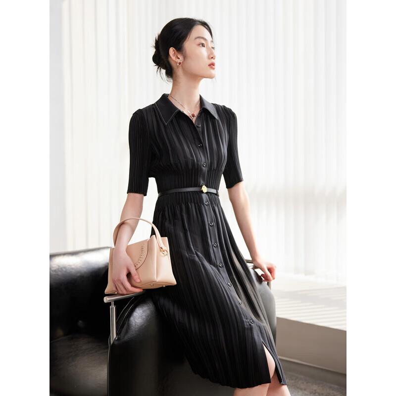 

EP Yaying Elegant Pleated Black Shirt Dress L