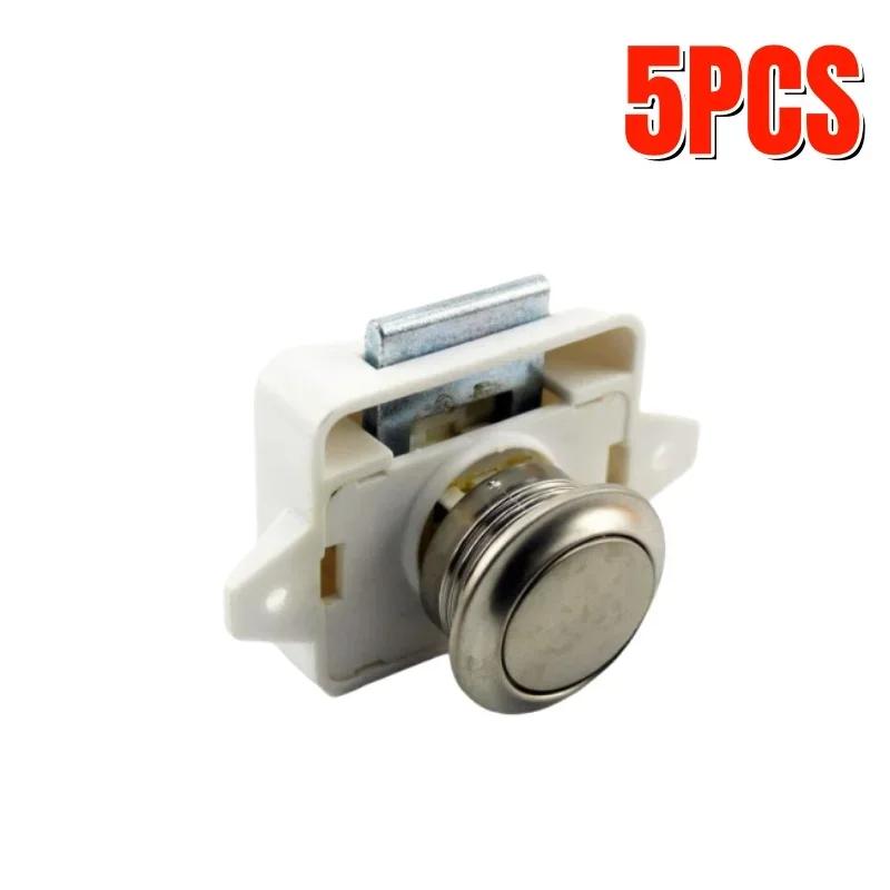 2/3/5PCS RV Press Cabinet Lock Nickel Button Material Suitable for Keyless Cabinet Locks for RVs Yachts Campers Travel Trailers