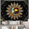 Ameyahud Moon and Sun Tapestry Spiritual Mandala Tapestry Black Flower Plant Tapestries Hippie Boho Tapestries Vintage Aesthetic Wall Hanging Decor