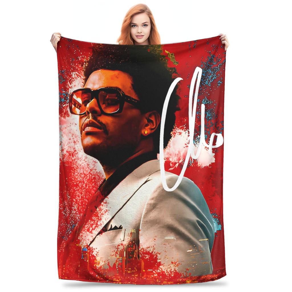 The Weeknds Rapper Singer Warm Blanket  Picnic Plush Bedding Throws Aesthetic Couch Chair Flannel Bedspread Sofa Bed Cover