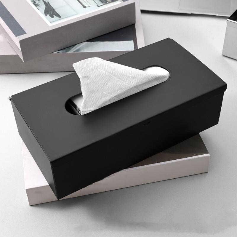 Wall Mount Tissue Box Metal Storage Case, Rectangular Pull Out Tissue Holder for Bathroom Kitchen and Dining Use