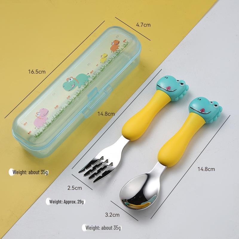 

Children s 304 Stainless Steel Cartoon Fork, Spoon & Training Chopsticks Set - Portable Tableware for Baby s Mealtime & Travel