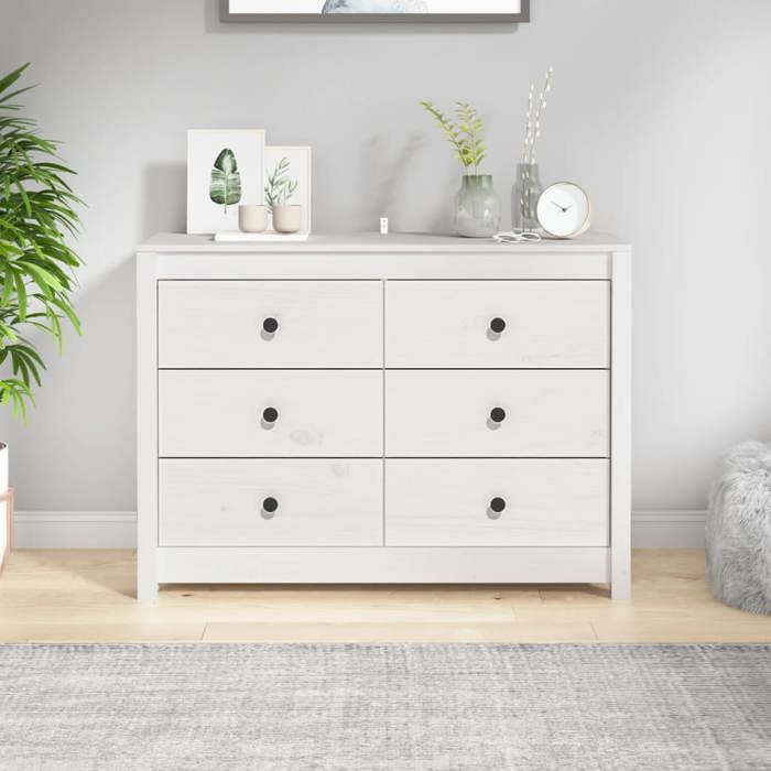 821765 vidaXL Armoire latérale Blanc 100x40x72 cm Bois de pin massif
