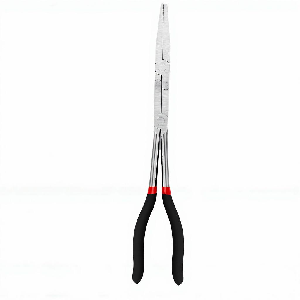 Double Joint Pliers 13 Inch Extended Strong Grip Dual Pivot Flat Nose Pliers with Serrated Jaws for Narrow Space