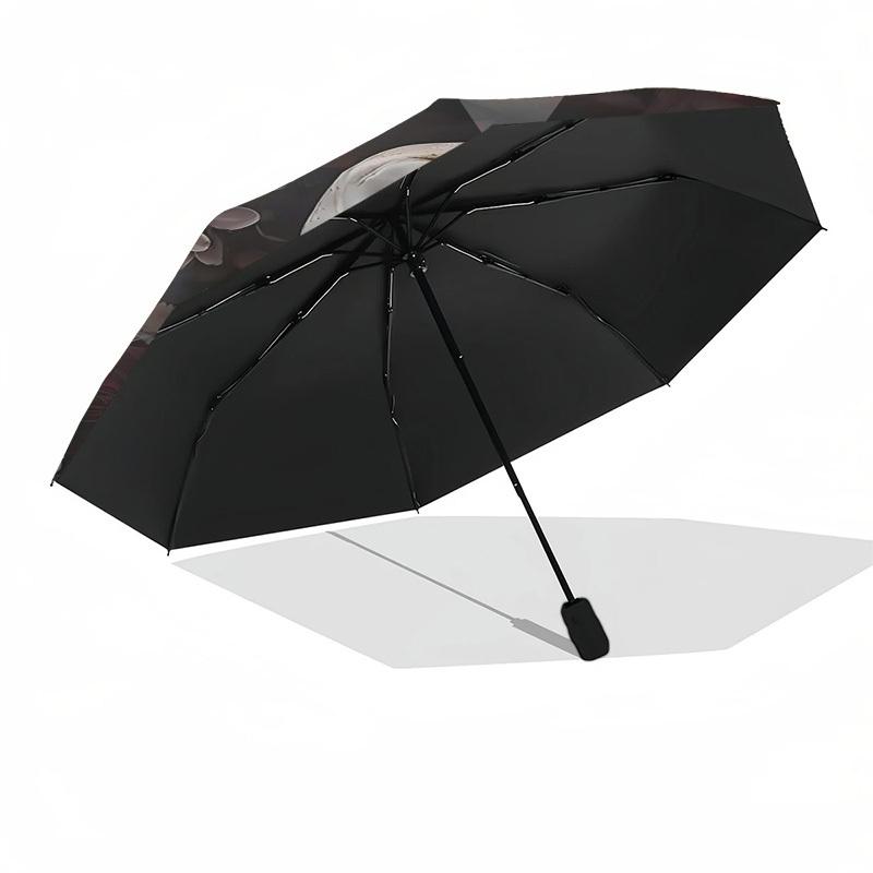 1pc Owl FlowersOpen/Close Umbrella-Windproof, Compact Travel Umbrella, Sturdy 8-Rib Shaft, Outdoor Accessory1214