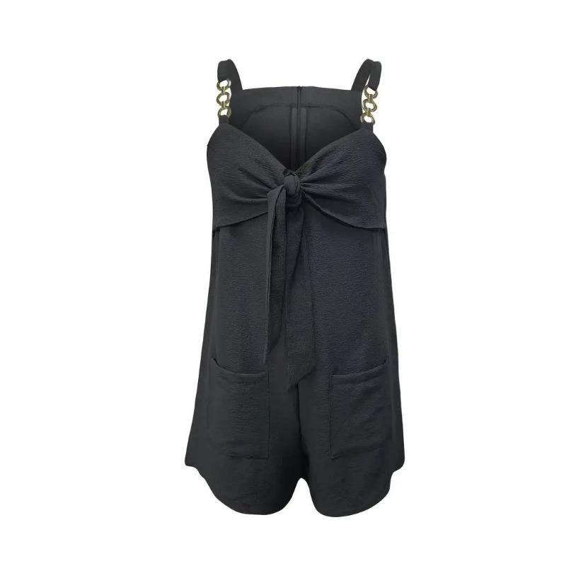 Damen Europäischer Stil Lässig Sommer Rückenfrei Kurz Träger Jumpsuit