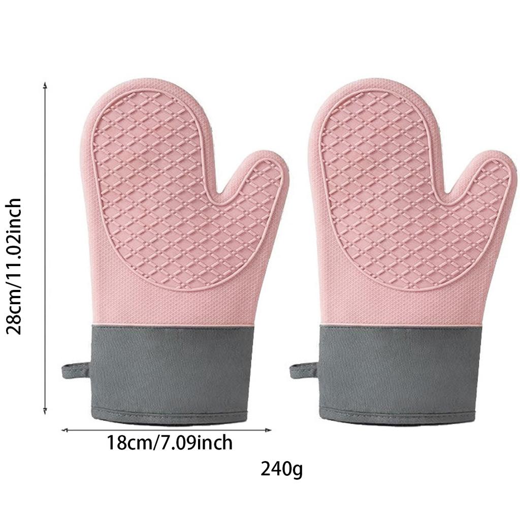 2pcs Silicone Gloves Thickened Insulation Gloves Anti Slip Anti Scald Oven Gloves Kitchen Baking ToolS