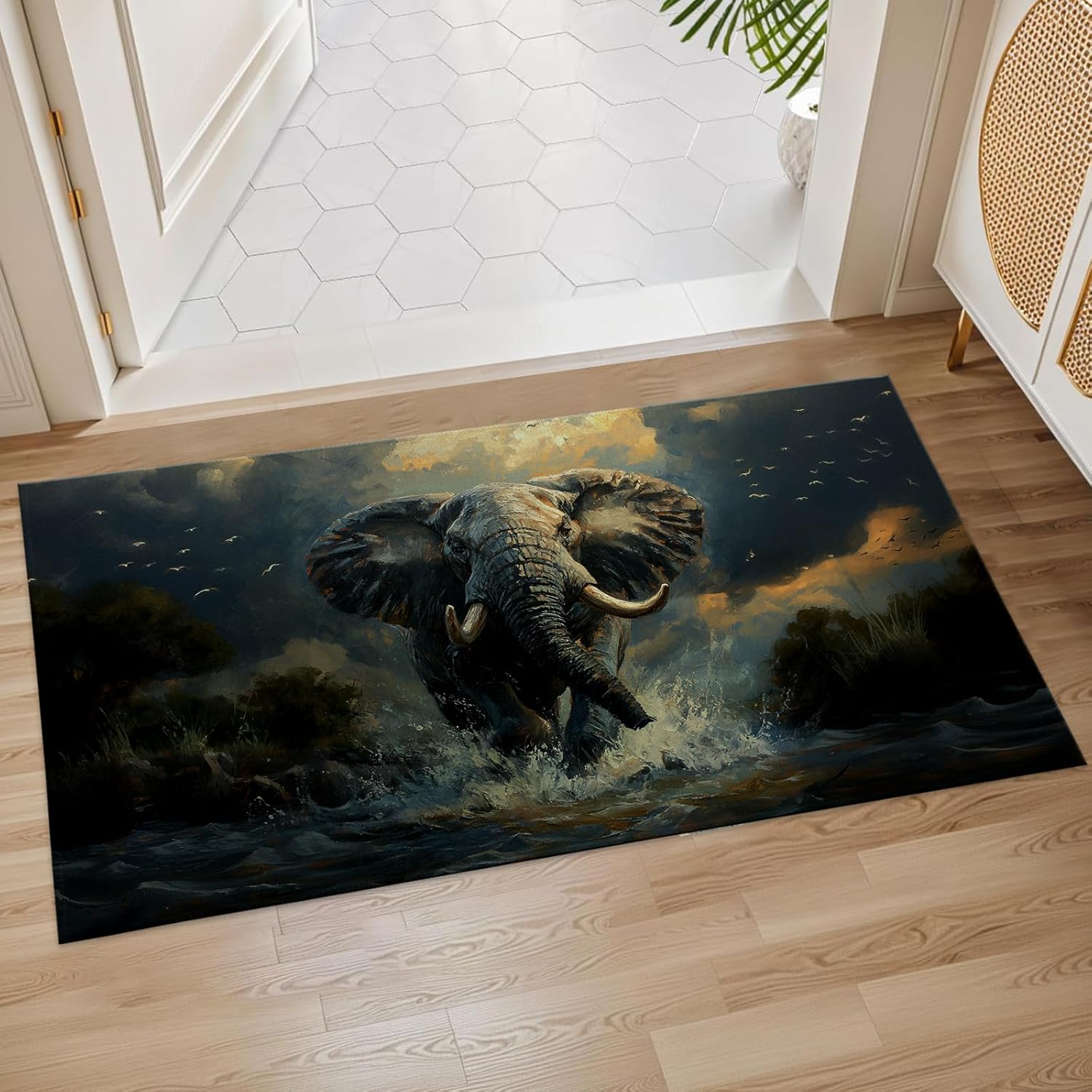 

Planet Earth Space Indoor Door Mat,Floor Area Rug for Entryway, Living Room, or Bathroom, Non-Slip Doormat, Outer Space Galaxy 60x90CM