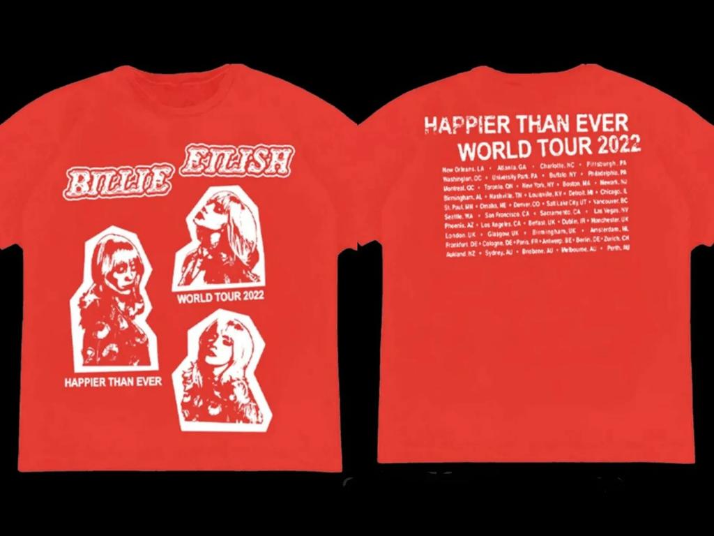 B-Billie Eilish 2023 Tour Konzert T-Shirt Hip Hop T-Shirt O-Ausschnitt Kurze Ärmel Lässige Mode Unisex Frauen Luxuriöse hochwertige T-Shirts
