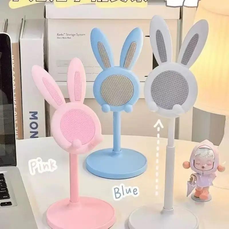 Cute Cartoon Bunny Phone Stand Can Lift and Adjust - Adjustable & Compatible With IPhone, Kindle, IPad, Switch, Tablet & More