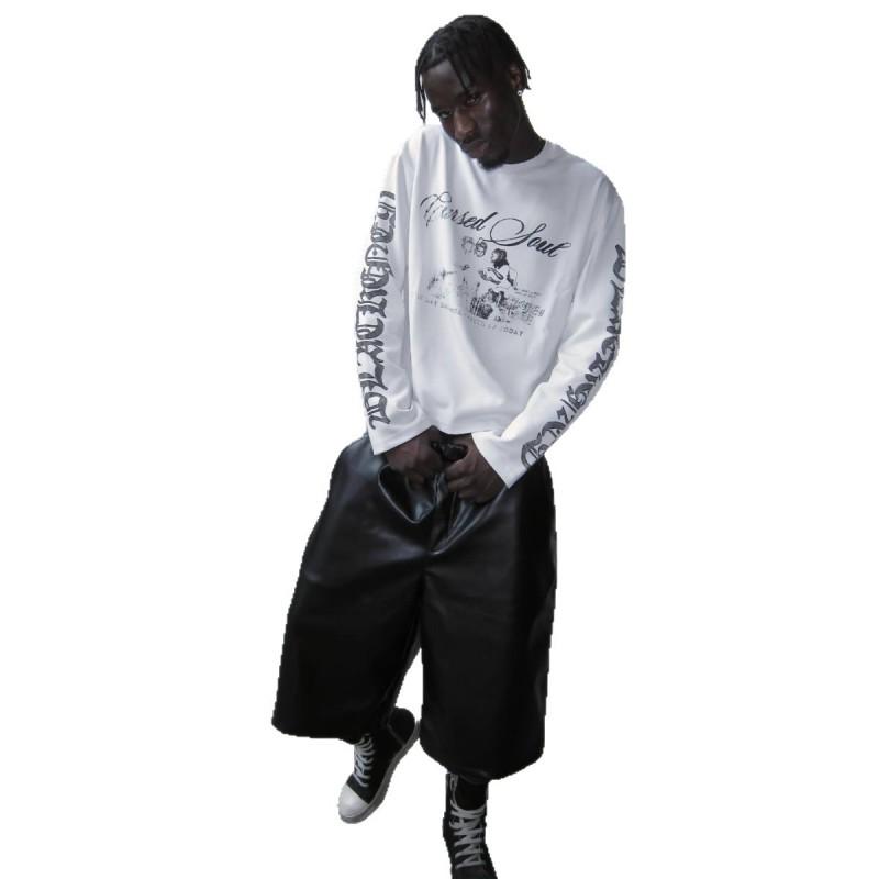 Vintage Graphic Print Long Sleeve T-Shirt Street Style Loose Fit Young Men