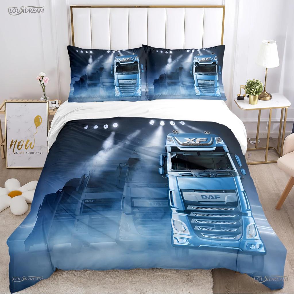 Truck Duvet Cover DAF Truck Logo Bedding set Cartoon Quilt Cover and Pillowcases for Teens Boy Single Double Queen King size