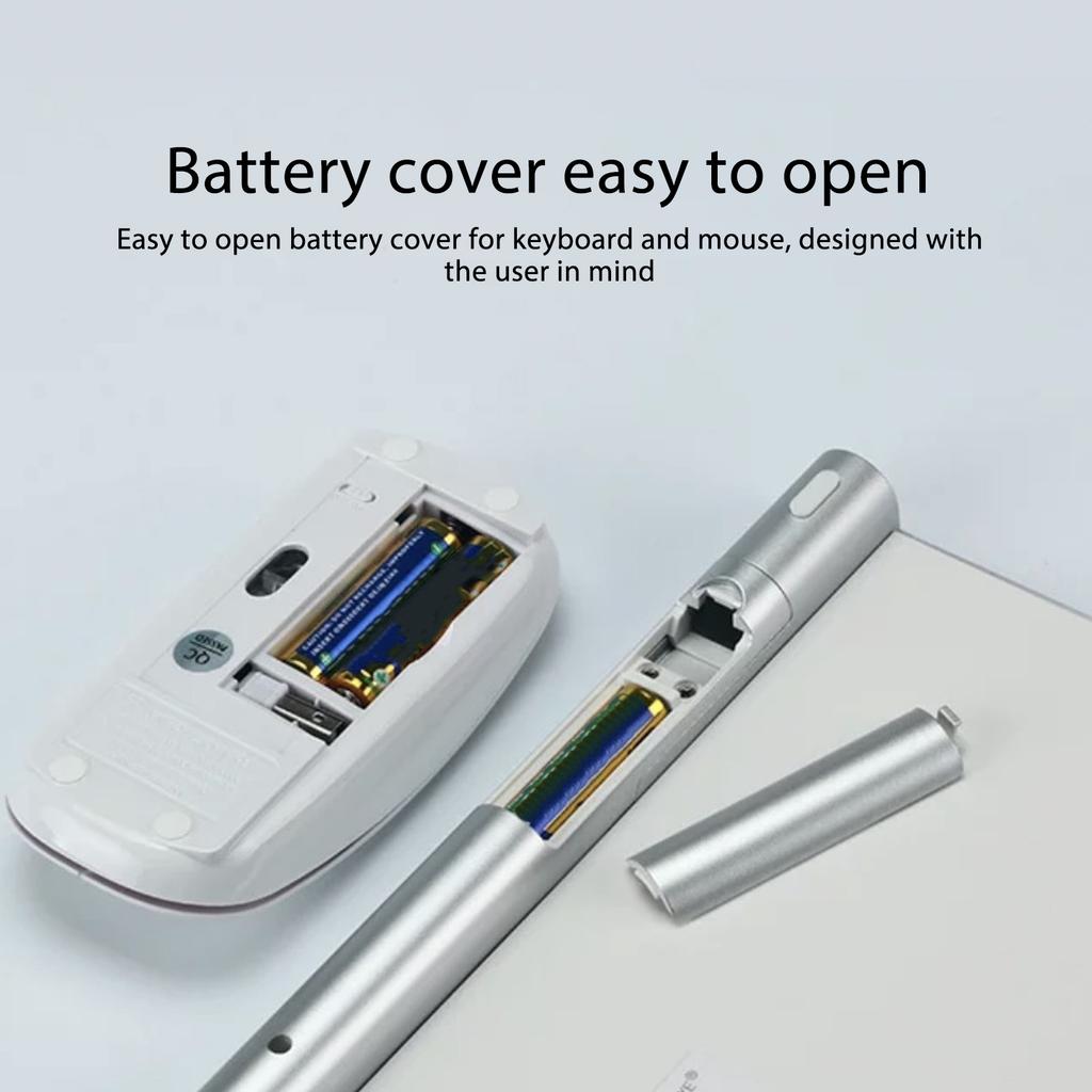 Wireless Keyboard Mouse Kit Slim Wireless Key Mouse Combo Portable Beautiful Power Saving Silent Button LED Indicator for Home