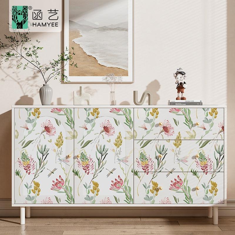Klebefolie für die Wand - Wasserdichte PVC-Blumenmuster, Verdickte Selbstklebende Heimdekoration, Hintergrund für Schlafzimmerabtrennung