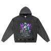 DTG Print Knitted Denim Zip-Up Hoodie Money Works Chrome Brother Print Zipper Hoodies  