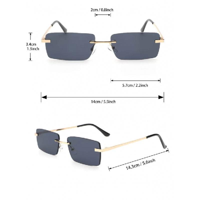 New Unisex Metal Square Frame Fashio Rimless Sunglasses For Outdoor Beach Party