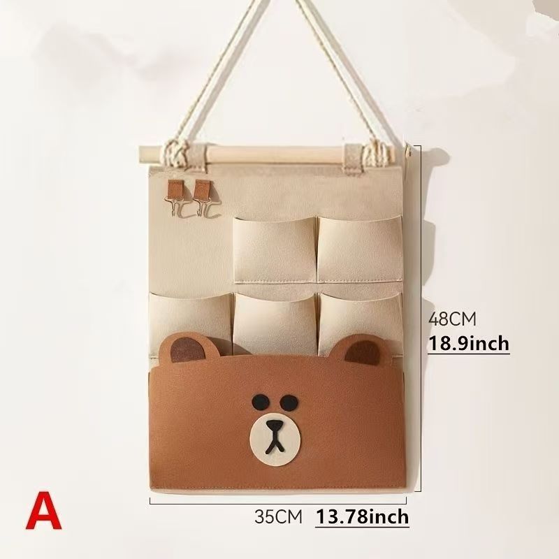 Bear Cartoon Wall Hanging Storage Bag For Bedroom Organizer And Multipurpose Use