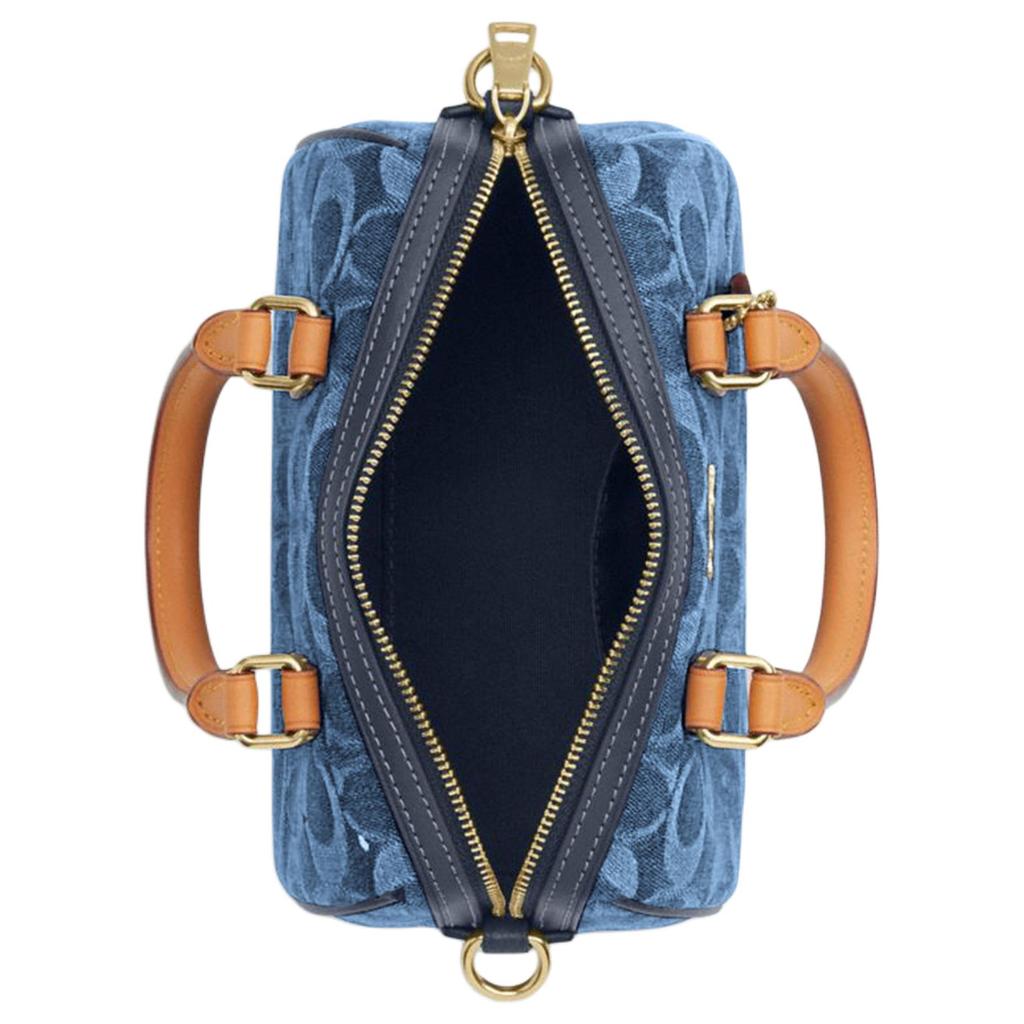 Coach Rowan 18 Classico Logo Tela Chiusura Superiore con Zip Tracolla Staccabile Borsa Boston Borse da Donna Indaco CDQ36-IMTYV