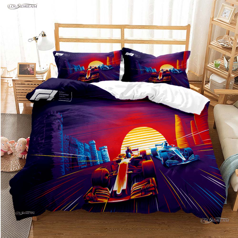 Formula 1 Duvet Cover Comforter Racing Enthusiast Bedding Sets Soft Quilt Cover and Pillowcases Teens Single/Double/Queen/King