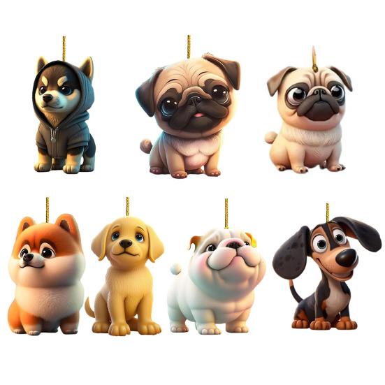 

7 шт./набор Рождественское украшение 2D акриловый дизайн собаки подвесное украшение яркий цвет легко повесить сезонное подвесное украшение 7pcs