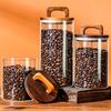 Wood Handle Glass Storage Jar Wood Lid Airtight Container Vacuum Sealed Jar  Coffee Bean Storage