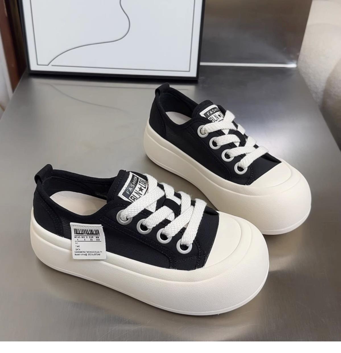 

Студенческие парусиновые туфли Campus женские спортивные и повседневные туфли новые 2025 лето дышащие японские удобные на платформе туфли с большим носком женские 35 чёрный