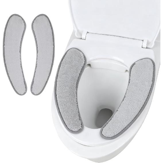 Soft Thicker Toilet Seat Cushion Cover Warm Plush Bathroom Toilet Seat Cover with TPR Sticky Adhesive Double Flap Separation Non Slip Flannel