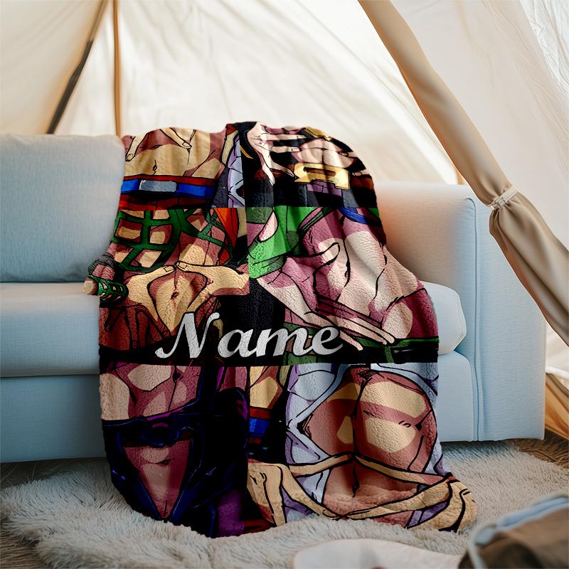 Personalized Custom Name Blanket - JoJo's Bizarre Adventure Print Design,Blanket for Sofa,Bed,Travel,Camping - Soft and Warm, Great Gift