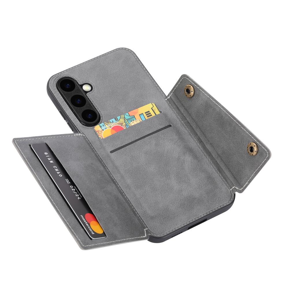 For Samsung Galaxy S26+ Case with Card Slots Kickstand Leather + TPU Phone Cover
